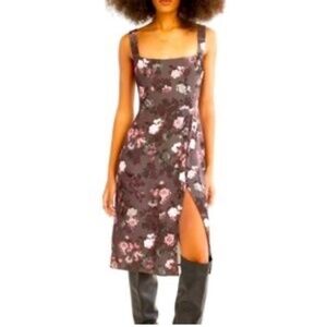 Babaton square neck slit dress